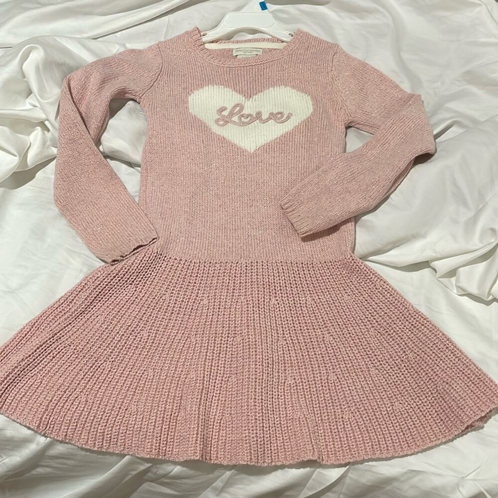 Christian Siriano 6 pale pink metallic sweater heart love fit n flare dress nwot